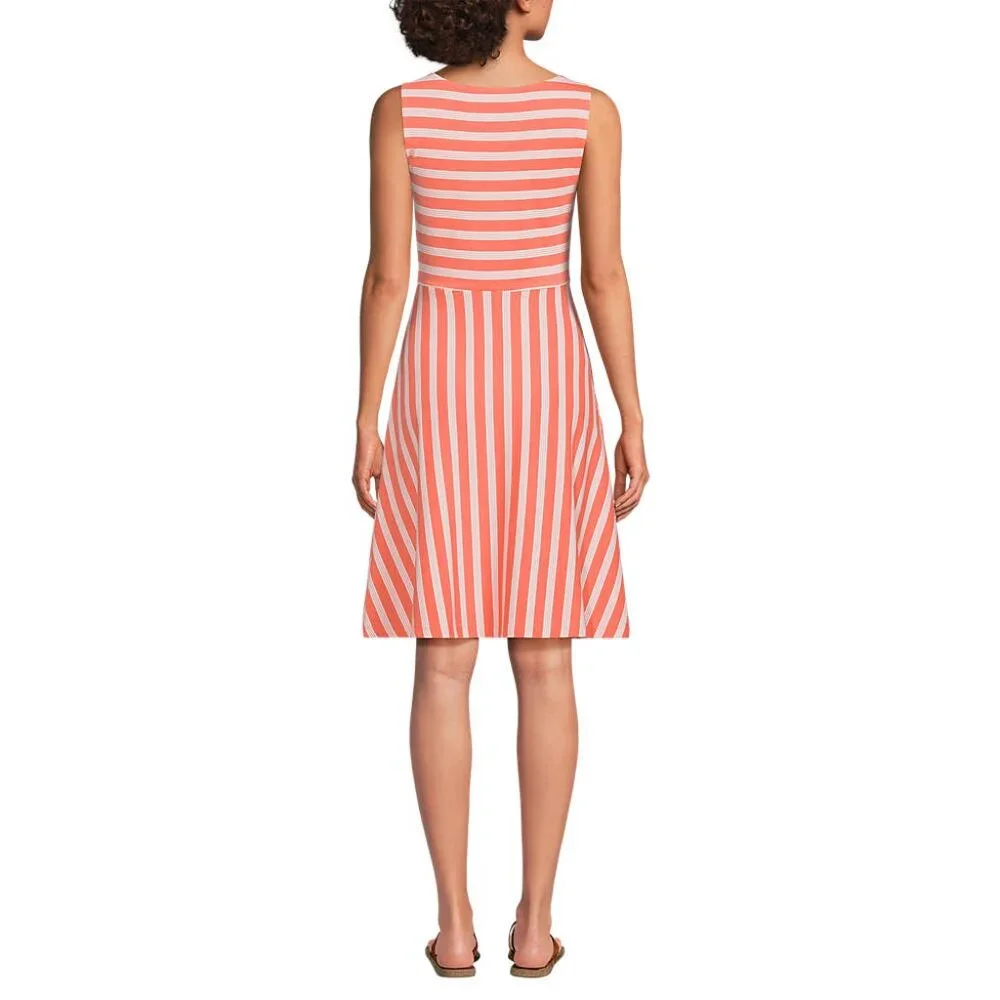 Lands' End Women's Cotton Modal Boatneck Twist Dress - Picture 2 of 5